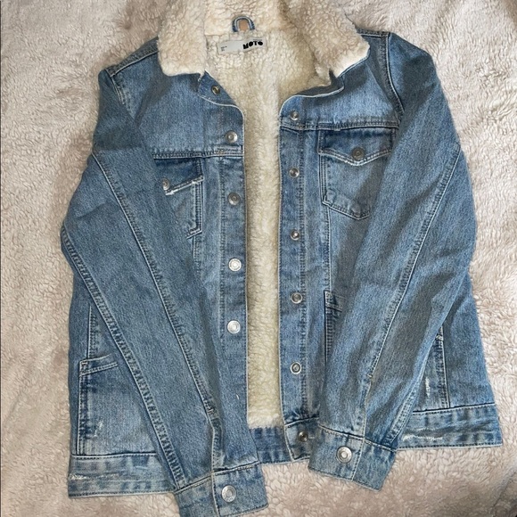 Jackets & Blazers - Top Shop Sherpa Denim Jacket